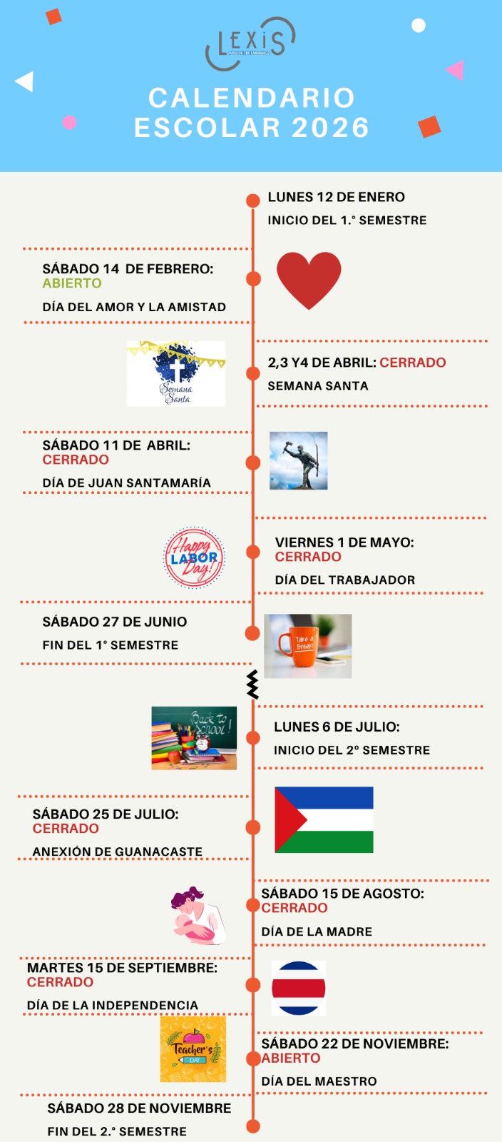 Imagen del calendario escolar del año 2022 con algunas de las fechas más destacadas del año lectivo.